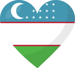 Uzbekistan flag heart 3D style.