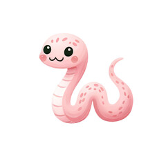 Fototapeta premium snake, watercolor cute snake , snake cartoon, pink snake , illustration for children