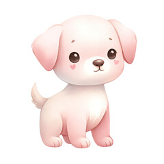 watercolor cute dog , dog cartoon, pink dog, illustration for children