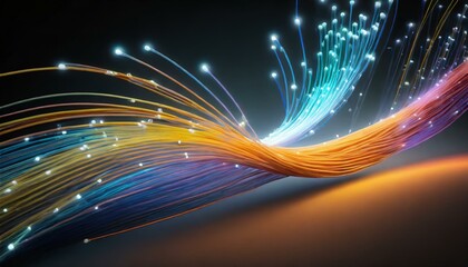 Fototapeta na wymiar Fiber Optic Symphony: Vibrant Lines Illustrating High-Speed Network Data Transfer