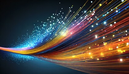 Fototapeta na wymiar Fiber Optic Symphony: Vibrant Lines Illustrating High-Speed Network Data Transfer