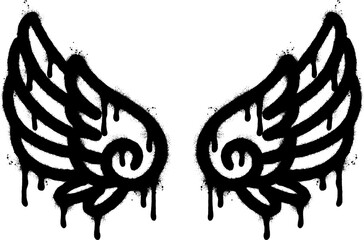 Spray Painted Graffiti wings Sprayed isolated with a white background.