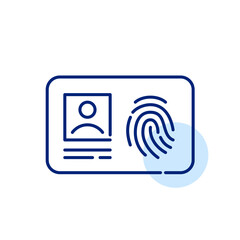 Identity card with fingerprint signifying the role of biometric data in personal identification. Pixel perfect, editable stroke icon