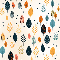 Seamless pattern : Playful Leaf Pattern with Warm Fall Colors
