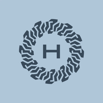  Modern and savvy circle emblem initials letter H logo.