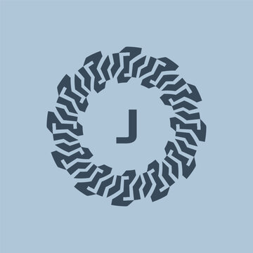  Modern and savvy circle emblem initials letter J logo.