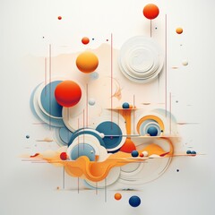 Abstract Painting With Circles and Concentric Circles