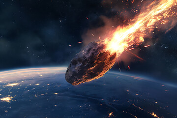 Meteorite that is hitting the earth, natural disaster concept.