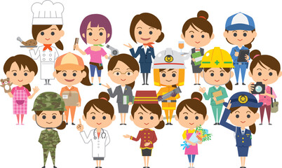 働く女性達のイメージイラスト