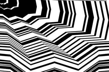 Abstract black and white background. Elegant pattern, op art psychedelic design. Vector illustration.