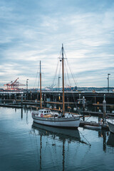 Fototapeta na wymiar Boat at Seattle Waterfront
