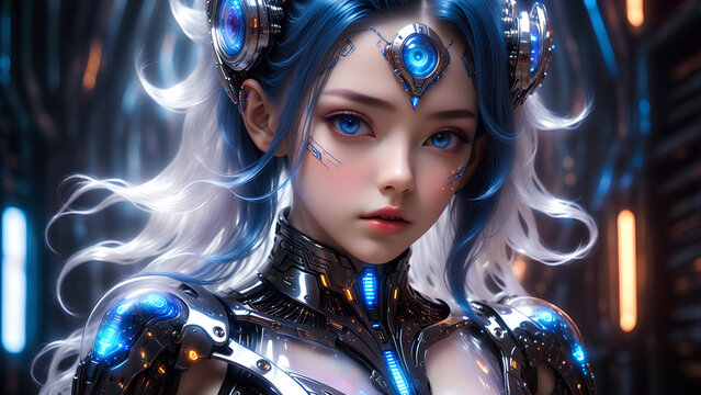 blue eyes cyborg girl