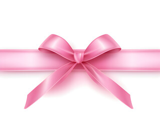 Isolated Pink Ribbon Bow for Holiday Gift and Celebration Decoration with Satin Silk Knot on White Background,Generative Ai