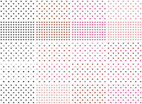 Valentines day pattern background with filled pixel art hearts. Outline, Vector illustration. flyers, invitation, posters, brochure, banner, In black and white, red, Maroon, hot pink, pastel pink