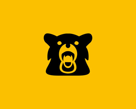 Angry bear head vector logo, design for animal symbol
