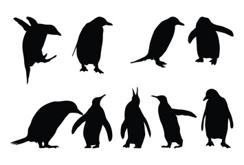 Set of Penguin silhouette icon logo template vector illustration design