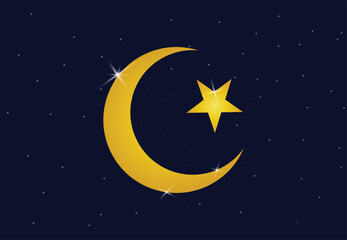 Obraz na płótnie Canvas The star and crescent moon symbol of islam islamic icon for mosque or Ramadhan banner