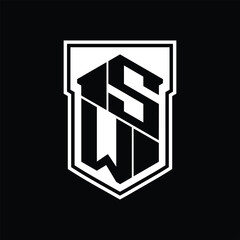 SW Logo monogram hexagon geometric up and down inside shield isolated style design template