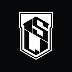SL Logo monogram hexagon geometric up and down inside shield isolated style design template