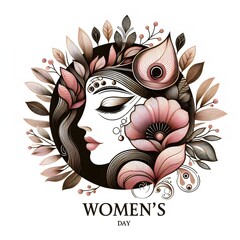 Happy women's Day Beauty art women's logo Generative Ai