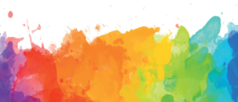 Watercolor blots, colorful rainbow vector illustration, background.