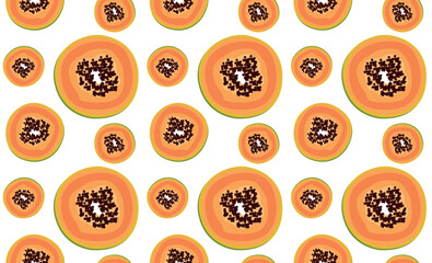 Round papaya slices with seeds