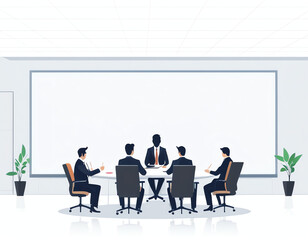 a boss and his staffs meeting in the confernce room