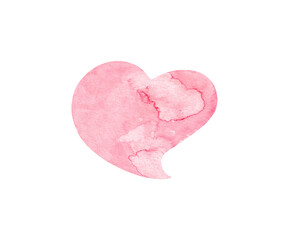 Illustration of a hand drawn watercolor pink heart