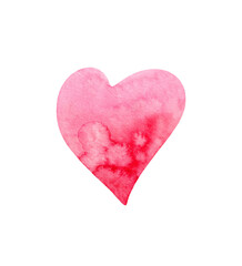 Illustration of a hand drawn watercolor pink heart