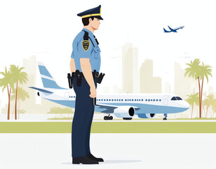 Airport police officer patrolling the grounds