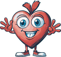 Cute and Smiley Vector Icon of Love Cartoon for Valentine Day