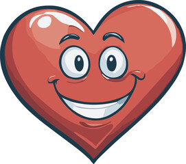 Cute and Smiley Vector Icon of Love Cartoon for Valentine Day