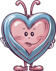 Cute and Smiley Vector Icon of Love Cartoon for Valentine Day