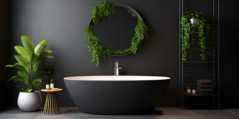 Green bathroom modern background,Emerald Escape A Contemporary Twist to Bathroom Design.

