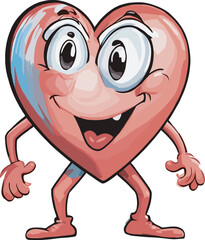 Cute and Smiley Vector Icon of Love Cartoon for Valentine Day