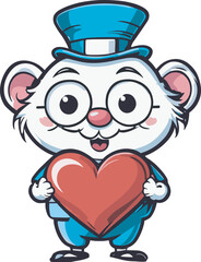 Cute and Smiley Vector Icon of Love Cartoon for Valentine Day