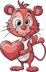 Cute and Smiley Vector Icon of Love Cartoon for Valentine Day