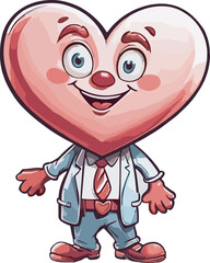 Cute and Smiley Vector Icon of Love Cartoon for Valentine Day