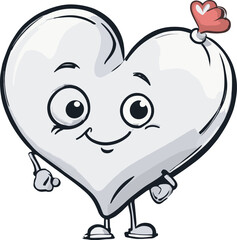 Cute and Smiley Vector Icon of Love Cartoon for Valentine Day