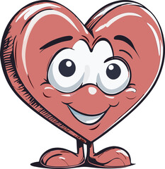 Cute and Smiley Vector Icon of Love Cartoon for Valentine Day