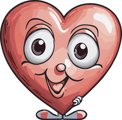 Cute and Smiley Vector Icon of Love Cartoon for Valentine Day
