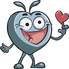 Cute and Smiley Vector Icon of Love Cartoon for Valentine Day