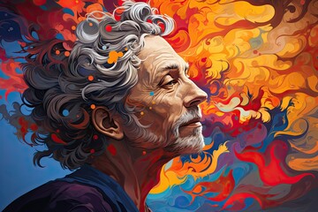 Abstract image of brain aging, cognitive imperment and memory loss