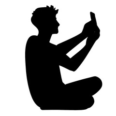 silhouette of a person with a mobile