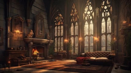 Fotobehang Interior of a cozy room in Gothic style © ALA