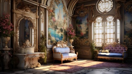 Obraz premium Interior of a cozy room in Baroque style