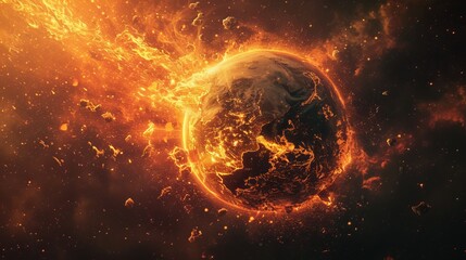 Obraz premium A Earth cracking and glowing with inner fire