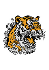 tiger head vector on white