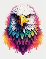 Minimalist neon line logo head of eagle with smoke effects