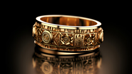 Journey Through Time: Exquisite Gold Plated Mayan Culture Inspired Ring Crafted with Artisanal Excellence